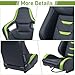 Racing 2 Pcs Reclinable Bucket Seats with 2 Sliders Adjustable PU Leather Universal Sport Seats for Cars (Black Green, 36.6