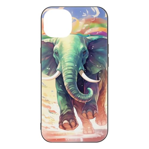 CRIVOTA for iPhone 14 Plus Case - All-New Colourful Elephants Design, Glass Back + TPU Inner Shell, Bare-Hand Feel, Precise Cutouts, Military-Grade Tested, Cell Phone Cases for Boys Girls