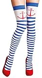 Halterlose Strümpfe Matrosin für Damen - Blau Weiß