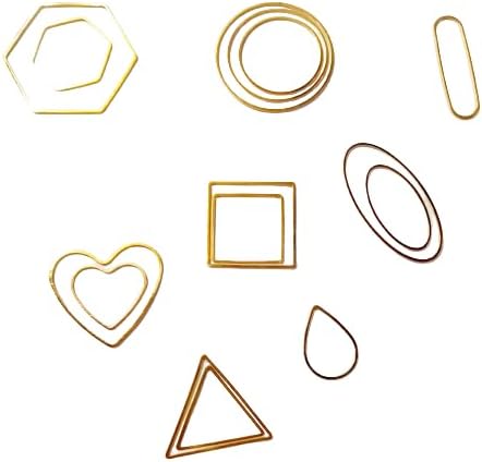 Resin Golden Bezel Small Size Set of 15 Bezel Pendants Hexagon, Heart, Oval, Triangle, Drop, Circle Shape Frame Pendant Open Back Frame with Loop for DIY Jewelry Making