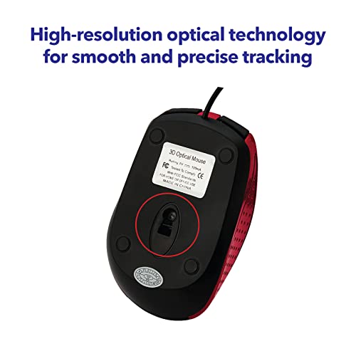 Verbatim Wired Usb Computer Mouse - Corded Usb Mouse For Laptops And Pcs - Right Or Left Hand Use, Red 99742 #TOP4