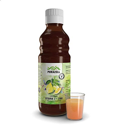 Preisvergleich Produktbild Purazell Liposomales Vitamin C + Zink flüssig 250 ml (31 Portionen) I 1000 mg Vitamin C hochdosiert + 15 mg Zink I Natürliches Vitamin C mit Zink in Glasflasche I Vegan ohne Alkohol