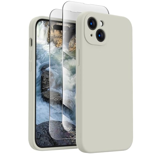 Image of FireNova Designed for iPhone 15 Case, Silicone Upgraded [Camera Protection] Phone Case, Soft Anti-Scratch Microfiber Lining Inside, 6.1 inch, Stone