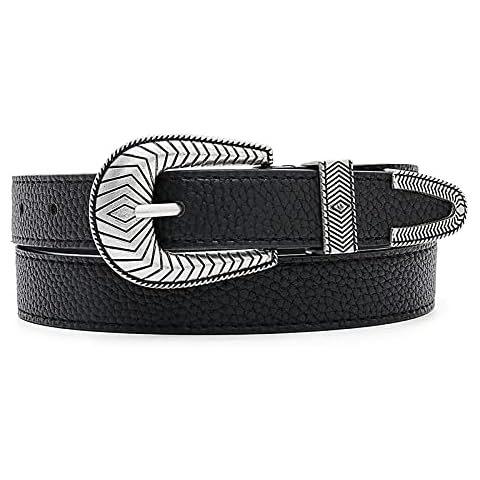 Tanpie Women Vintage Belts Ladies Western Design Black Waist Belt for Jeans Pants Dress Black Large Cover