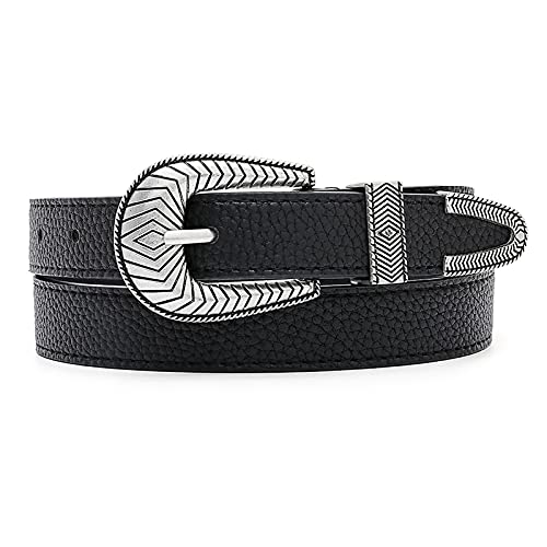 Tanpie Women Vintage Belts Ladies Western Design Black Waist Belt for Jeans Pants Dress Black Medium