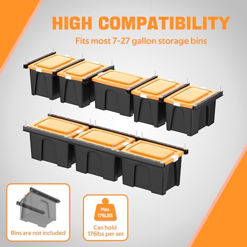 Ultrawall Overhead Garage Storage Rack, Heavy Duty Ceiling Storage Rack, 26 Inch Adjustable Ceiling Bin Storage System, 6 Sets for 5 Bins by Ultrawall - Image 5