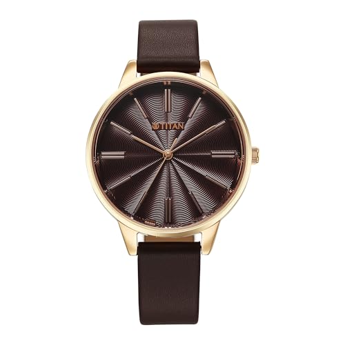 Titan Neo Quartz Analog Maroon Dial Leather Strap Watch for Women