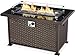 U-MAX 44in Outdoor Propane Gas Fire Pit Table, 50,000 BTU Auto-Ignition Gas Firepit with Glass Wind Guard, Black Tempered Glass Tabletop & Blue Glass Stone, Aluminum Frame&PE Rattan, CSA Certification