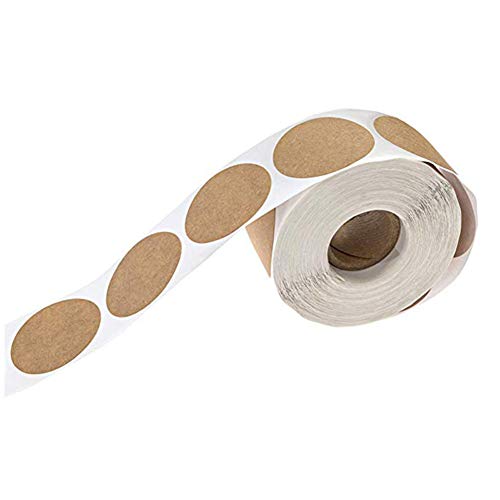 Doitsa 1 Rouleau 500pcs Merci Étiquettes Autocollants en Papier Kraft Ronde pour Cartes de Vœux, Produits Artisanaux de Mariage et Scrapbooking, Étiquette Vierge Brown, 2.5 cm Cover