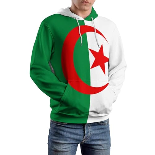 Sweat à capuche drapeau algérien homme pull symbole national algérie oversize - 2