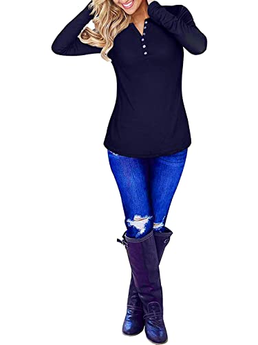 Image of Women's Regular Fit Pure Cotton Top - Elegant V-Neck with Mandarin Collar, Button-Front Design, Full Sleeves, Soft & Breathable Fabric for Stylish Casual Wear