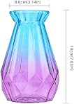 DUTTY Glass Vase Gradient Multicolor Vase Crystal Geometric Surface Colorful Glass Vase, for Home, Office,Wedding or Florist (Purple)