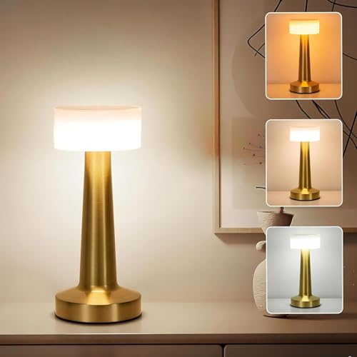 Image of Table Lamp /Table Lamp Study Room /Lamp Table /Led /Wireless Led Touch 3 Mode Metal /Bed Lamps Bedroom Side /Rechargeable Metal Touch /Warm Lighting /Bedside Lamp /Nightstand Lamp