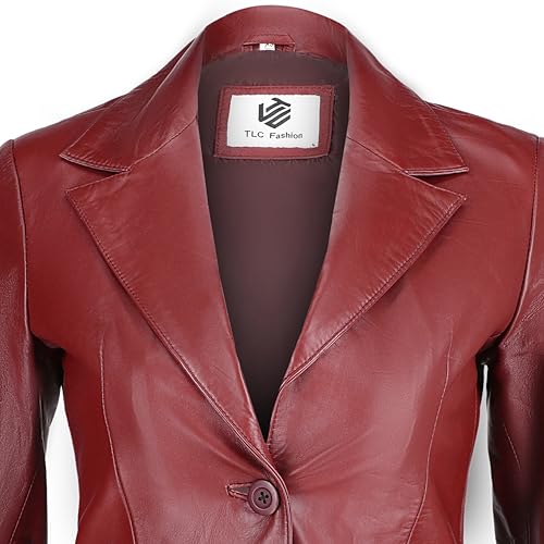 Genuine Soft Leather Blazer Women, Classic 2-Button Design, Casual Suit Style Real Lambskin Leather Jacket2