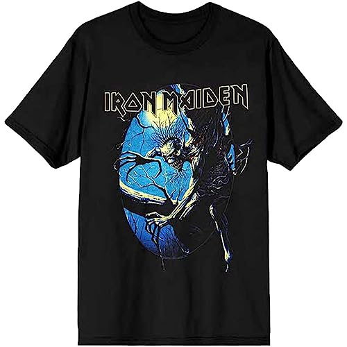 Rock Off officially licensed products Iron Maiden Unisex T-Shirt: Fear of The Dark Oval Eddie Moon (Noir) (Back Print) Size XL