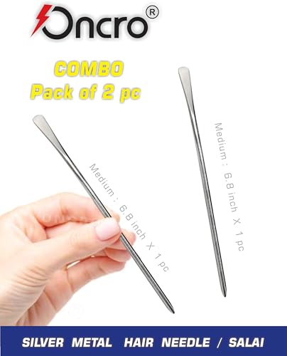 Image of Flat top Steel Silver color 2pc medium size Metal Sikh baaj baaz salai Hair Pin Needle stick silai for Religious Sardar ji Dastar Parna Turban Pagri Pag Patka 5ks Men Boys Girls alloy salaee