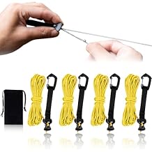 4 Pack Guy Lines-Ultralight Tent Cords with Locking Carabiner Clip, 2mm 100% Nylon Guylines Ropes for Outdoor Camping Tent Tarp,Climbing,Hiking Backpacking Yellow, 4M