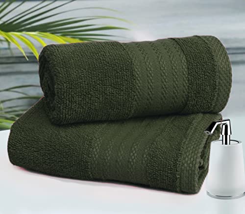 Glamburg Premium Cotton 4 Pack Bath Towel Set - 100% Pure Cotton - 4 Bath Towels 27X54 - Ideal For Everyday Use - Ultra Soft & Highly Absorbent - Olive Green #TOP2