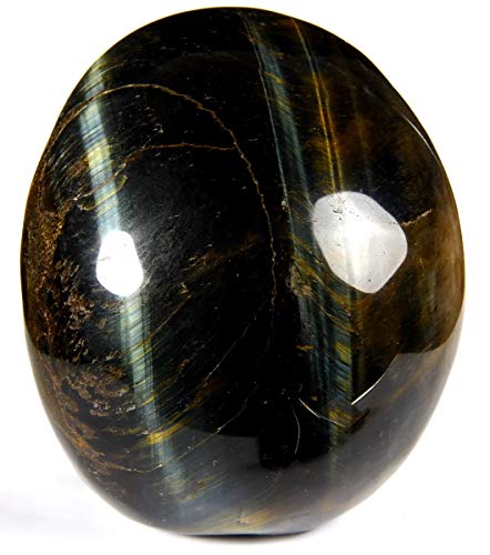 Skullis 1.9-4.8" Blue Gold Tiger Eye Crystal Skull, Realistic, Hand Carved Gemstone Fine Art Sculpture, Reiki Healing Stone Statue. #TOP5