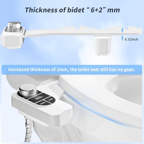 Image of SAMODRA Non-Electric Bidet Attachment for Toilet - Self-Cleaning Dual Nozzle (Frontal & Rear Wash), Adjustable Water Pressure, Fits Most Toilets, Easy Installation (Classic Black /Silver)
