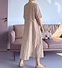 Minibee Women's Cotton Linen Dress Summer Short Sl... #3
