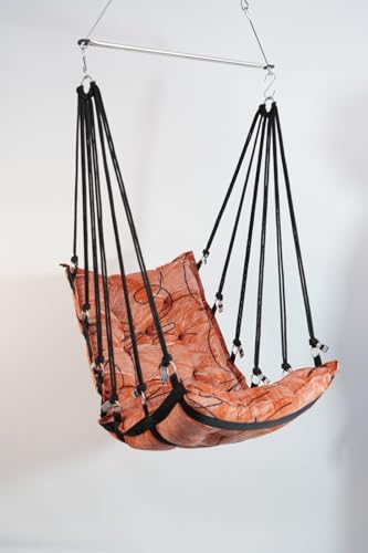 Image of JULJULIA Swing for Balcony Comfortable Cotton Swing Relaxing Jhula for Adults for Home Indoor Outdoor Hanging Seat for Apartment Patio Terrace Garden- 200 kg Weight Capacity - Velvet Design Orange