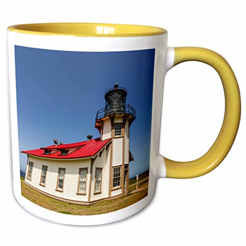 3dRose Point Cabrillo Lighthouse Near Mendocino 11oz Two-Tone Yellow Mug
