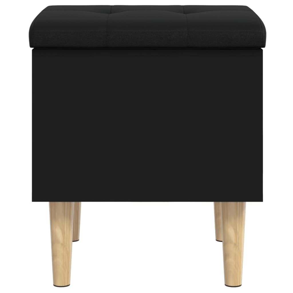 Panca con vano portaoggetti per panchina, in legno di colore nero, 42 x 42 x 46 cm, con cuscino imbottito e struttura stabile