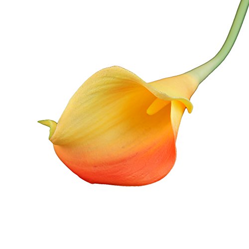 Angel Isabella Lot of 60-Real Touch Calla Lilies (2-Tone-Orange Yellow)