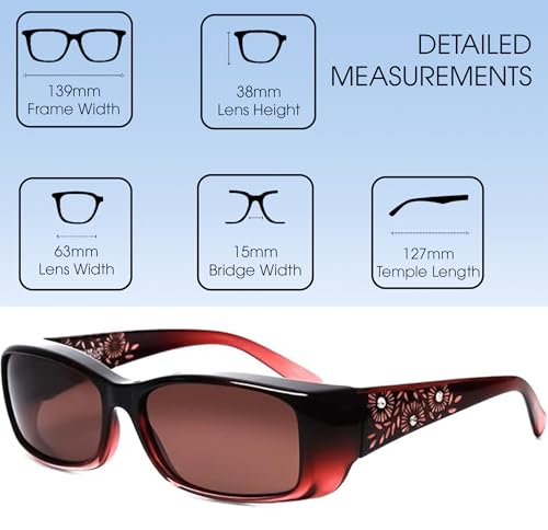 Calabria WOMEN Medium Fitover Sunglasses-Wear Over Rx Eyeglasses/Reading Glasses3