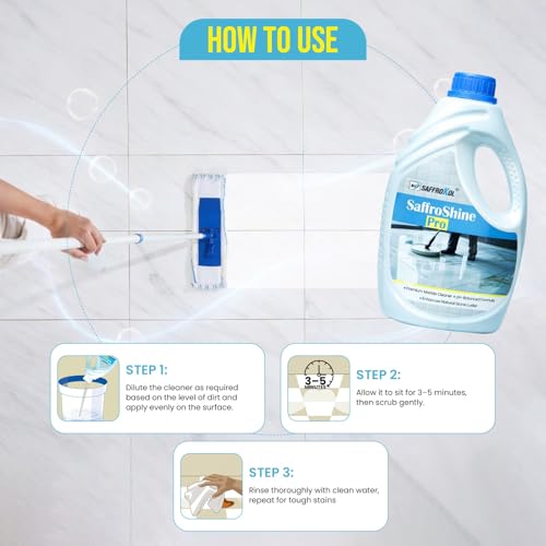 Image of Saffroshine Pro Marble Cleaner Shampoo 1 Litre- pH Neutral Floor Cleaning Liquid, Strong Stain Remover for Home Granite Stone Quartz, Kota, Italian Shiner