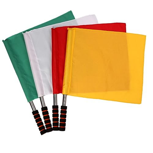 HANABASS Handheld Red Flag Set 4pcs Referee Flags for Football Equipment Red/White