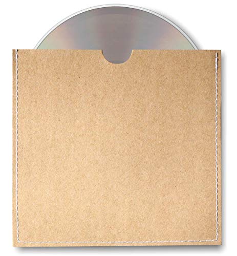 Home Affinity Stitched CD Sleeves Brown Kraft Paper DVD Envelopes 20 Pack