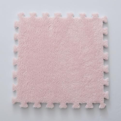 KjoiDWz Cojín Cuadrado de Espuma de Felpa for Suelo, cojín de Suelo Cuadrado Entrelazado Lavable, Alfombra de retales de Espuma Antideslizante(Light Pink,18pcs)