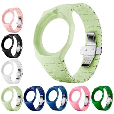 DIKWQAS Ceramic Case Band for Swatch Royal Pop, Pocket Watch Change To Wristwatch, Full Protection Bioceramic Watch Case Mod Kit, Watches Replacement Strap, at 12 O'clock (Olive Green)