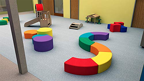 Image of Sprogs 12 inch H Structured S-Curve Stool -Flexible Modular Collaborative Soft Seating for Office, Home, Lounge and School Classrooms with Durable Frame -Red