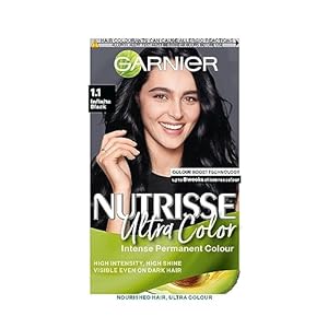 Garnier Nutrisse Ultra Color, Permanent Hair Dye, Intense Colour, For All Hair Types, 1.10 Infinite Black