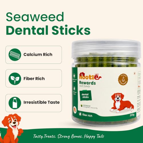 Image of Nootie Active Dental Sticks for Dogs 220g | Triple Action | Seaweed & Chlorophyll Formula | Reduces Tartar, Freshens Breath | Sensitive Stomach | All Breeds & Puppies