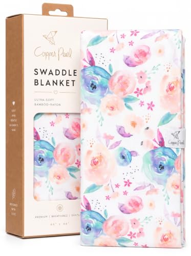 Image of Copper Pearl Swaddle Blankets for Newborns | Soft Stretchy Receiving Blankets for Boys and Girls | Large 46 x 46 Inch Baby Blankets | Lightweight and Breathable Swaddles | Bloom