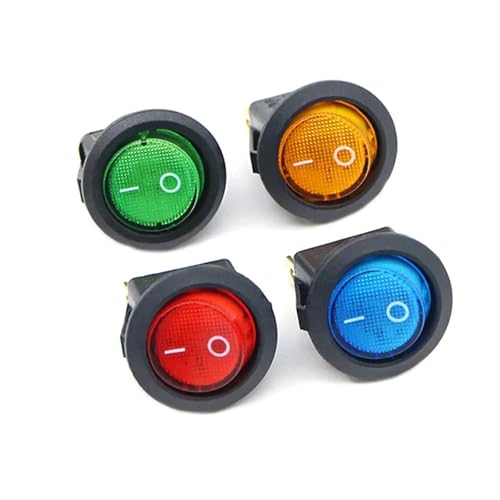Interrupteur à bascule 3 broches rond 220V 6A avec voyant LED pour montage électrique