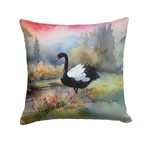 Caroline's Treasures Black Swan Throw Pillow Machine Washable, Indoor Outdoor Decorative Pillow for Couch, Bed or Patio, 14Hx14W