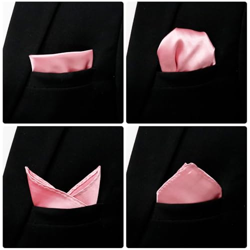 Image of Satin Mens Pocket Square with Holder, 11.8'' Suit Handkerchiefs for Men Wedding Business Casual