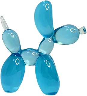 Mini Clear Balloon Dog Statue, Exquisite Cute Handmade Resin Art Decoration, Small Sculpture Decor for Office Desk, Home Shelf, Unique Gift for Birthday Party Favor and Valentine's Day,Blue