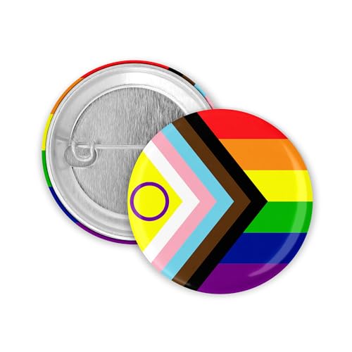 3x Inter* Pride Progress Flagge Button 25mm Pride CSD Lgbt Rainbow Badge