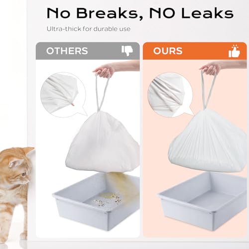 MUGVELL Forros de caixa de areia para gatos, resistente, resistente a rasgos e vazamentos, cordão fe