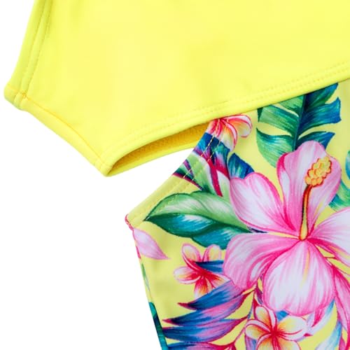 Image of Alakuoti Girls One Piece Swimsuits Cutout Ruffle Bathing Suit Quick Dry Beach Swimwear with Adjustable Strap 5-14 Years