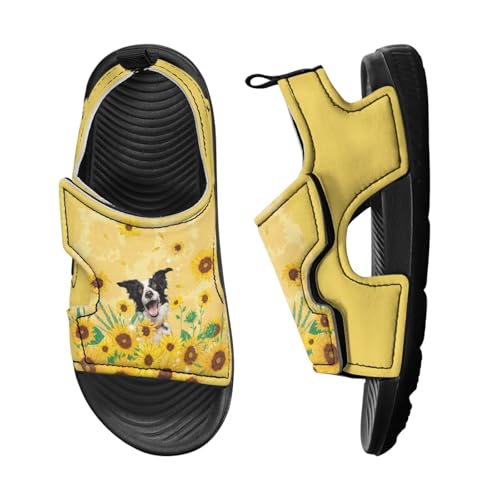 Animal Soft Footbed Sandals Kids Sunflower Adjustable Straps Slide Sandal Breathable Slip on Open Toe Slippers