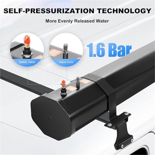 Douche solaire portable de camping, réservoir d'eau sous pression pour porte-bagages, comprend un tuyau de 1,7 m et un sac de rangement, capacité de 30 L, idéal pour camping-car, SUV, camion