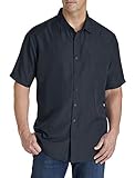 Harbor Bay by DXL Men's Big and Tall Microfiber Comfort Grid Sport Shirt Navy 2XLT