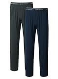 David Archy Men's 2 Pack Bamboo Long Pajamas Pants Loungewear Sleep Bottoms (L, Dark Gray+Navy Blue)